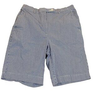 Womens High-Rise Striped Bermuda Shorts Size 12 Blue & White Cotton Blend
